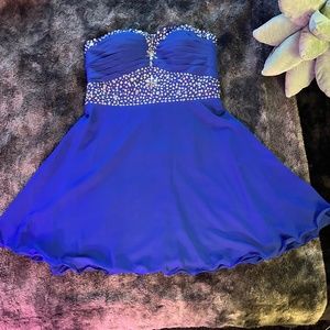 Fahion Plaza Strapless Royal Blue Rhinestone Dress